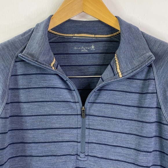 Smartwool Merino Wool 1/4 Zip Base Layer Top Shirt Stripes Mens XL - Picture 4 of 10